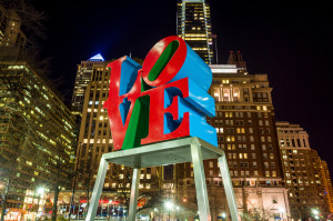 The Love statue in the Love Park Philadelphia